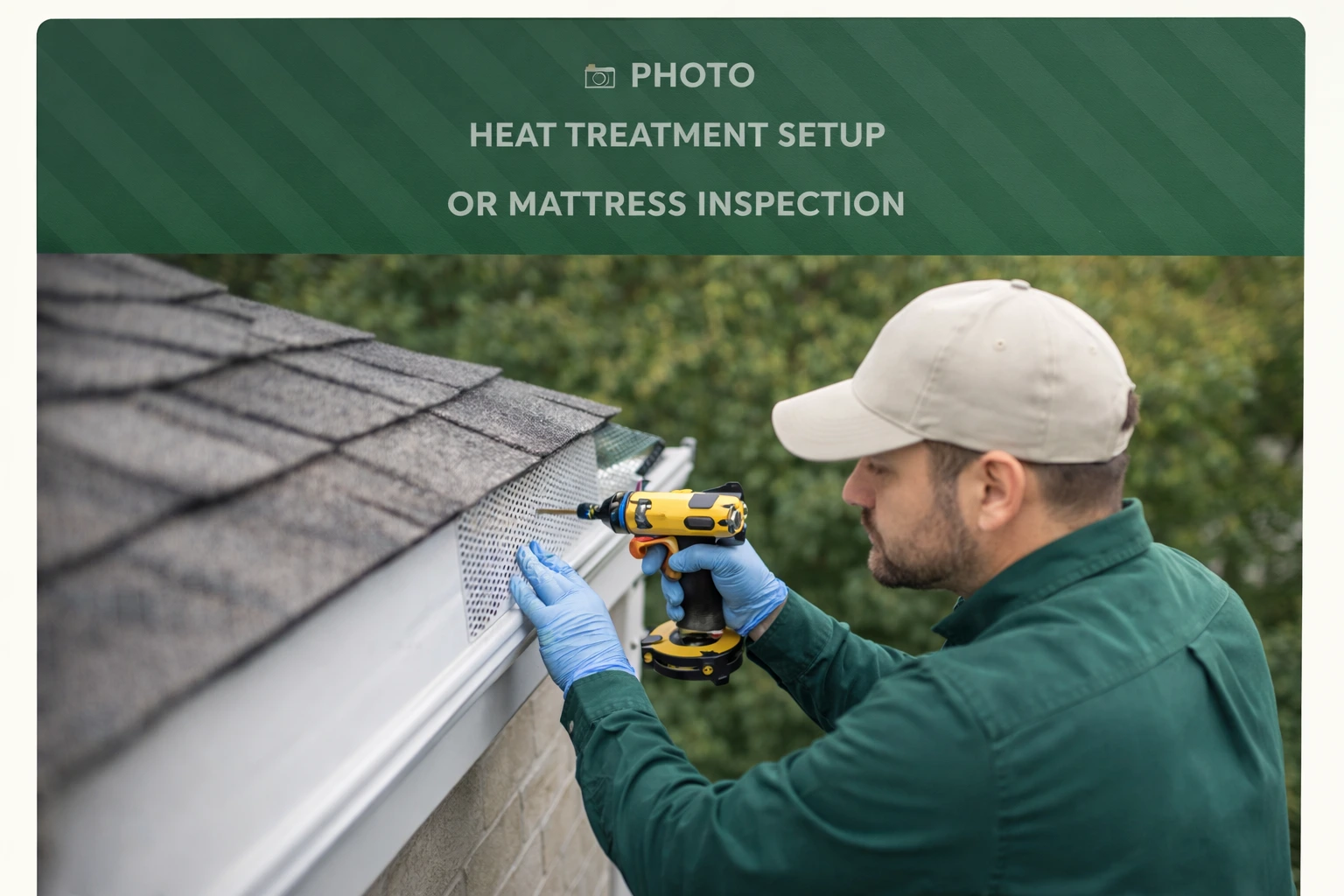 Rodent exclusion work — sealing roof line entry points to prevent mice and rats