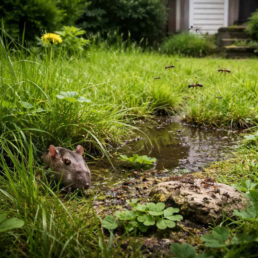 Lawn care and pest prevention — overgrown yard attracting pests in Utah